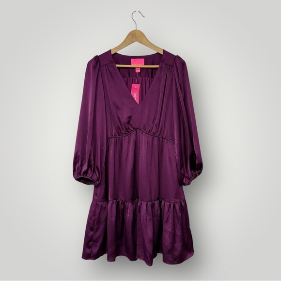 NWT Lilly Pulitzer Deacon Dress Sz 8 V-Neck Cherry Purple Event - Picture 2 of 15